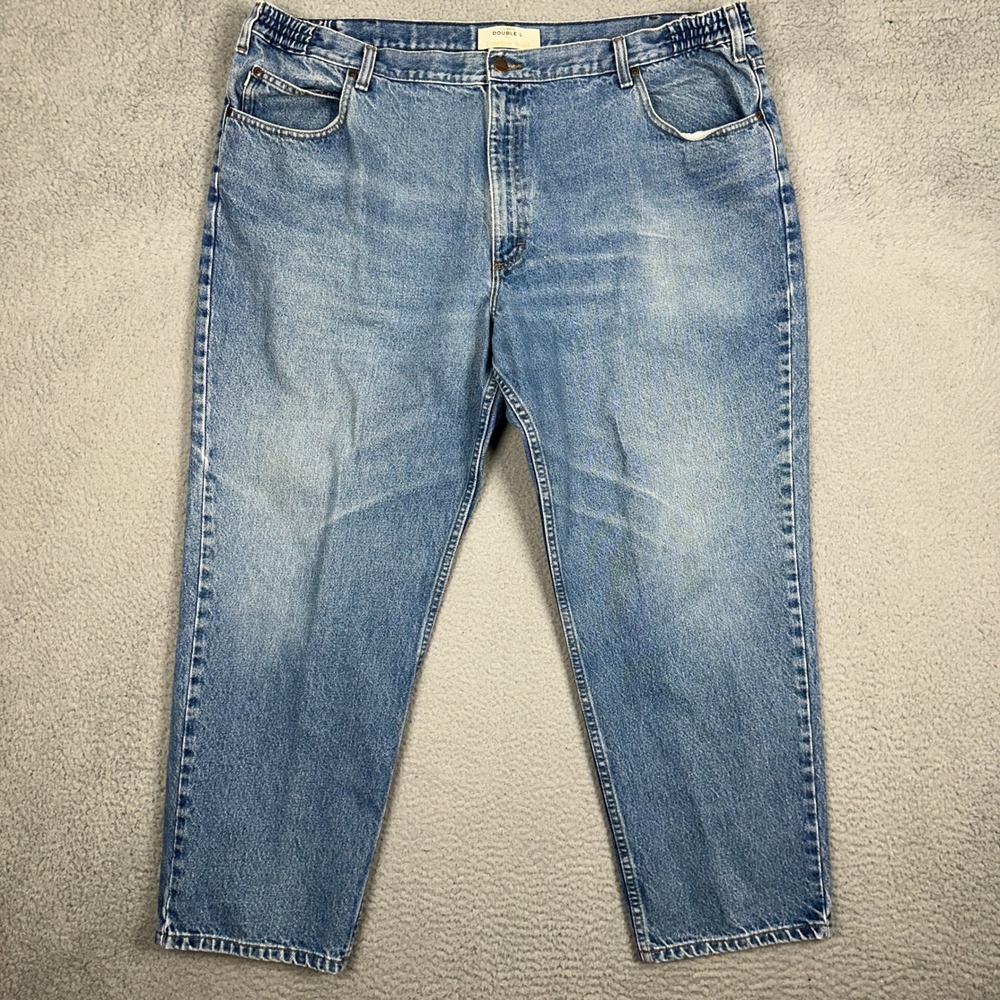 L.L. Bean Double L Jeans Men 46X30 Comfort Waist Blue Relaxed Straight Denim EUC